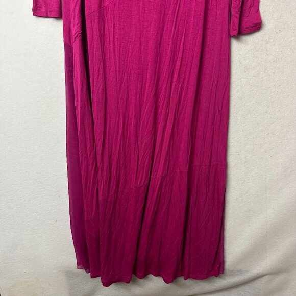 Soft Surroundings Pink Maxi Dress sz M Haylee Asymmetrical Chiffon Trim - Picture 6 of 8
